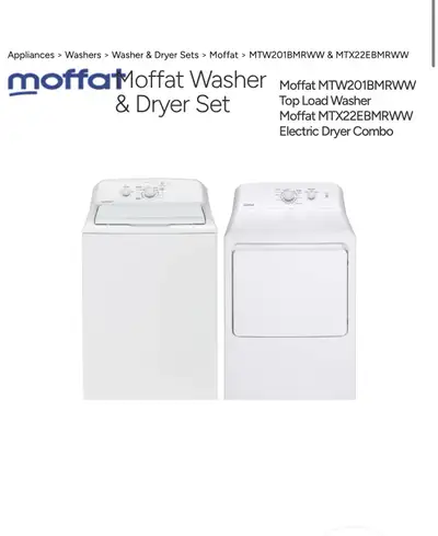 Moffat Washer & Dryer Set New, View more
