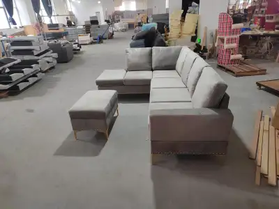 Velvet Sectional Sofa with Ottoman, View more