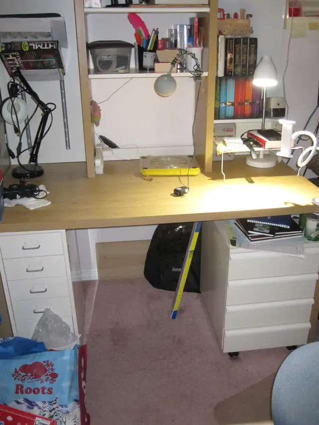 FS: a good IKEA student desk with hutch, table lamp and others in Desks in Ottawa - Image 2