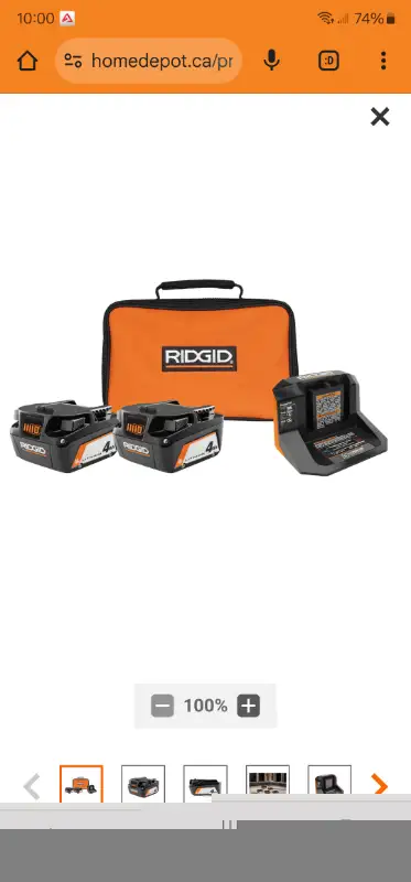 2 RIDGID 18V Lithium-Ion 4.0 Ah Batteries  W Charger & Bag Kit in Power Tools in Windsor Region - Image 3