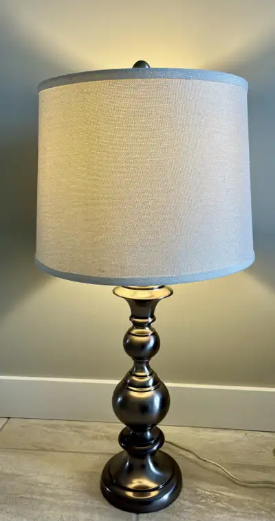 Table lamp with white shade, View more