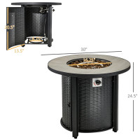 30 Inch Propane Fire Pit Table, 40,000BTU Round Gas Firepit with