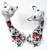 Rare Bonded Pair of UGLY AF Vintage Italian Ceramic Cats ($200)
