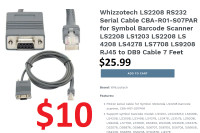 LS2208 RS232 Serial Cable CBA-R01-S07PAR Symbol Barcode Scanner