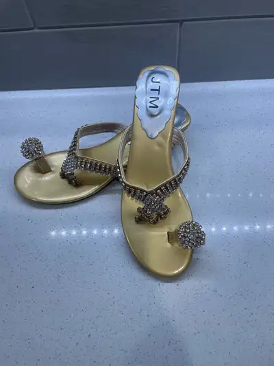 JTM Gold Rhinestone Sandals, View more