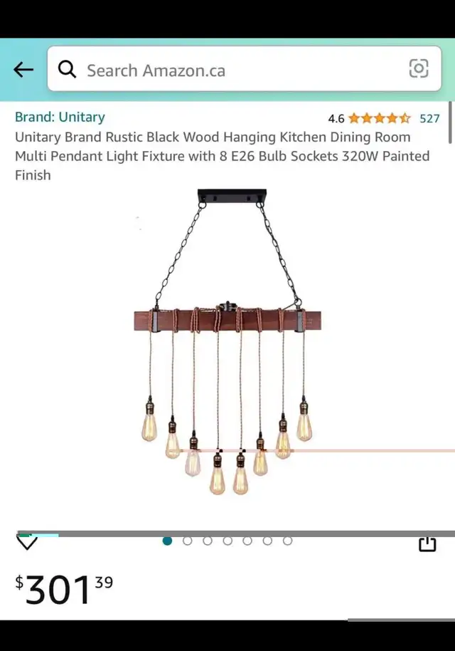 Rustic Black Wood Hanging Kitchen Dining Room Multi Pendant Ligh in Kitchen & Dining Wares in Hamilton - Image 8