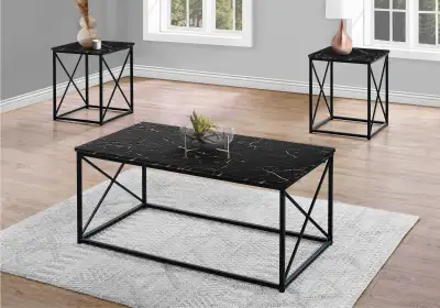 3pc Black Faux Marble Top Coffee Table Set for Only $199., View more