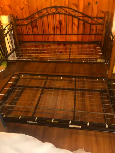 Wood and Iron Day Bed with Pop Up Trundle, View more