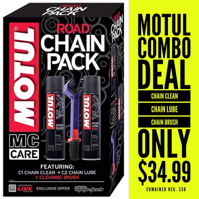 ★ MOTUL Chain Care Kit ★ 40% OFF ★ C1 Cleaner + Brush + C2 Lube in Motorcycle Parts & Accessories in Oakville / Halton Region