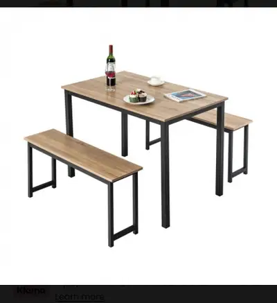 New 3 piece Dining table with 2 Benches, View more