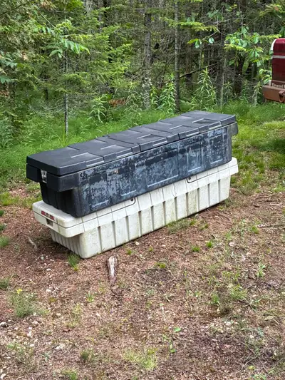 I have 2 truck tool boxes that need to go , white one is all plastic , and the black one is metal wi...