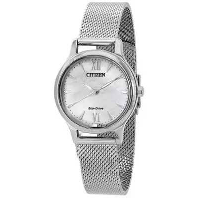 Citizen Eco-Drive Women's Stainless Steel Mesh White Dial Watch, View more