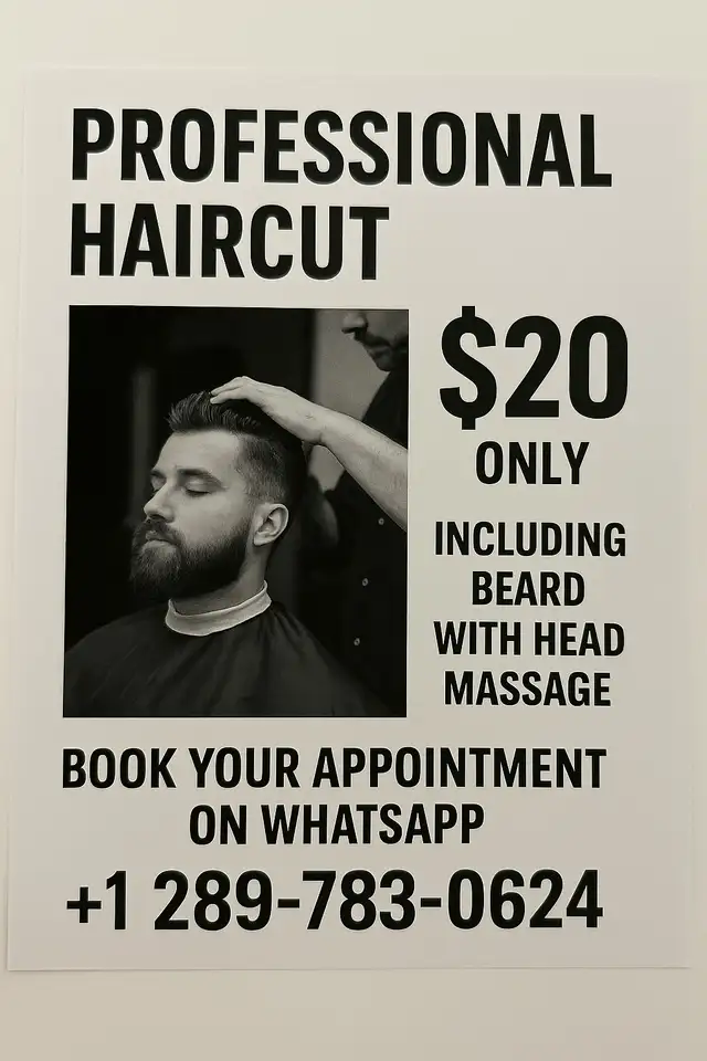 Hair cut $20 only including beard63005662477059123