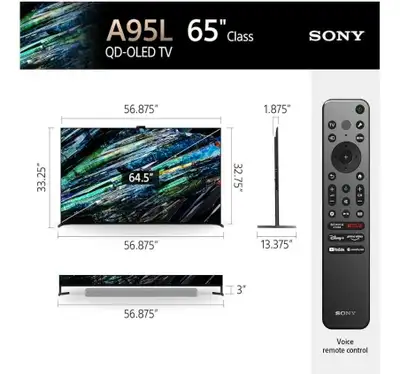 Sony 65 A95L BRAVIA XR QD-OLED 4K HDR Google TV, View more