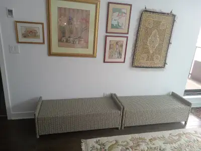 2 Bancs de jardin en rotin tressé pour l’extérieur 44’’ x 18’’, View more