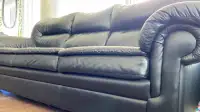 2 Genuine Black Leather Couches $600