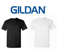 Black / White T Shirts Gildan - $2.50