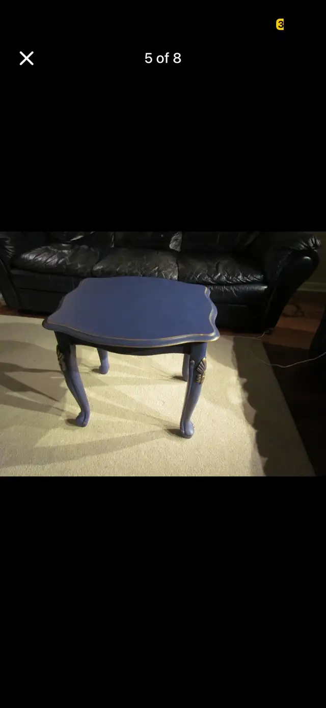 One of a kind Blue Accent Table with Ornate Legs in Other Tables in Markham / York Region - Image 4