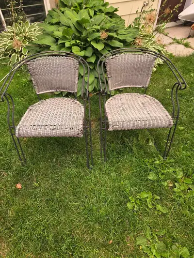 2 metal wicker patio chairs, View more