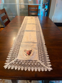 Laurie-Anne's Lace & Linen table runner 16 inches by 72 inches