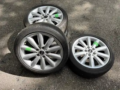 Selling a set of 17” Mini Cooper rims in great condition. No curb rash or bends. Mounted with Michel...