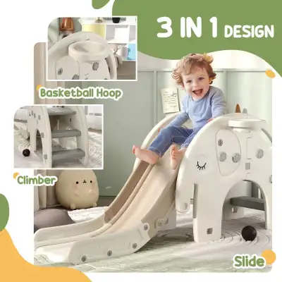 Qaba 3 in 1 Toddler Slide with Basketball Hoop, Climber, for 1-3, View more