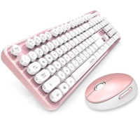 Mofii Wireless Keyboard and Mouse Combo,2.4G USB Pink