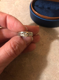 wedding band and engagement ring
