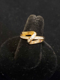 10k Yellow Gold Diamond and Ruby Ring Reads "From The Heart"