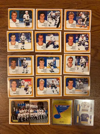 1988-89 St. Louis Blues Panini hockey stickers team set (16), View more