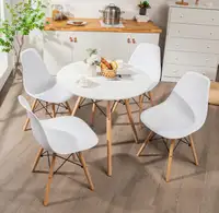 Modern dining set for 4, white.