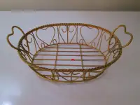 Gold Metal-Wired Heart Handle Basket