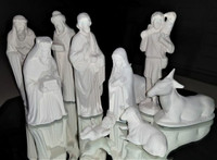 11 Piece White Ceramic Nativity Set