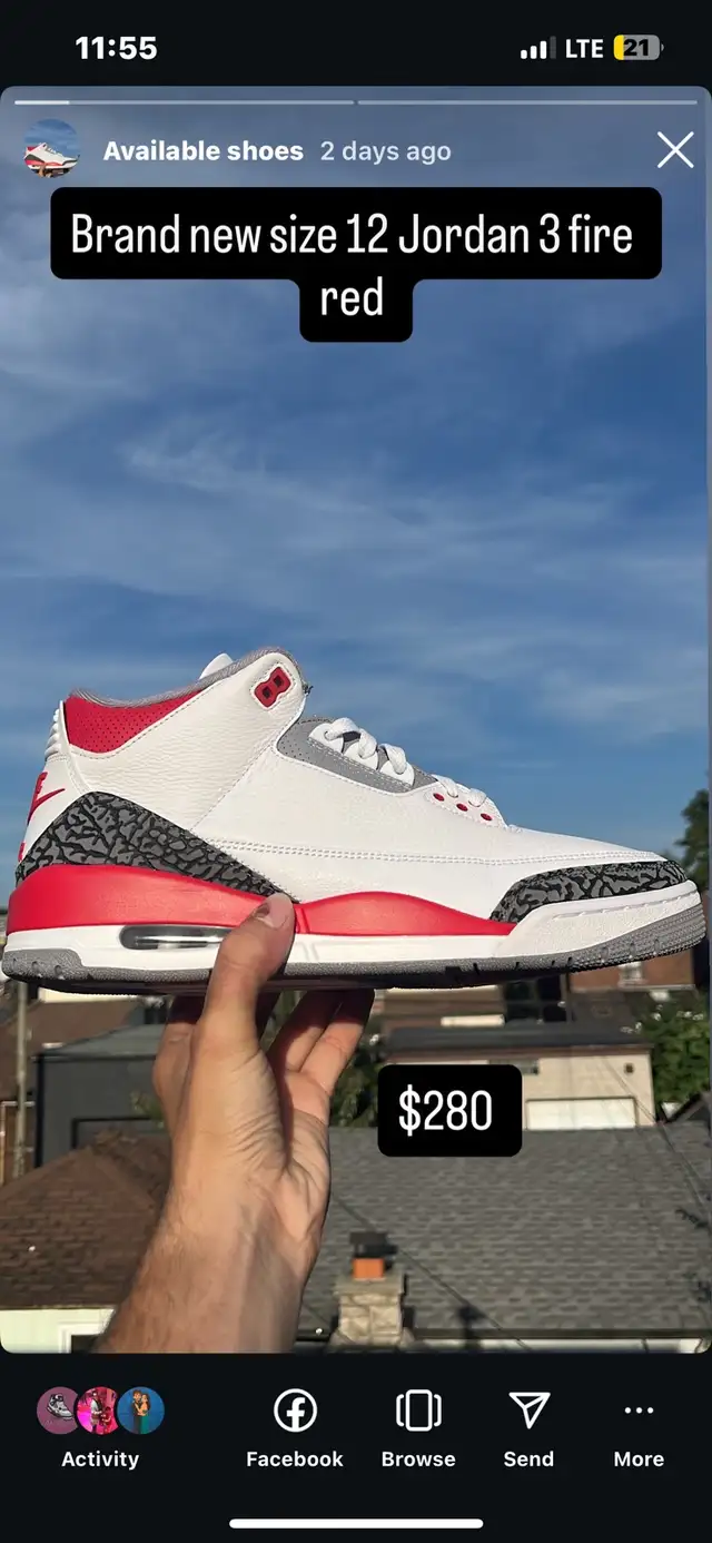 Jordan 3 Fire Red in Men's Shoes in City of Toronto - Image 2