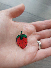 Handmade Strawberry Pin/Button/Brooch - Pick up Yonge/Eglinton