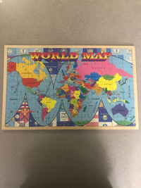 Wood World Map Puzzle-11” X 17 1/2” (108 pcs)
