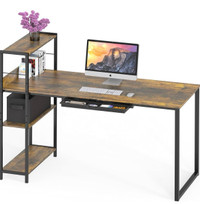  Mission Desk with Side Shelf, Rustic Brown
