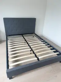 Brand new queen grey fabric bed frame on sale 