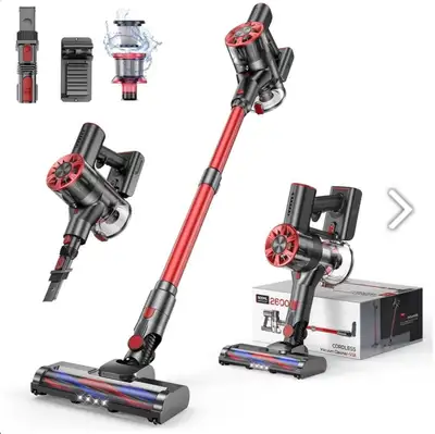 Cordless Vacuum Cleaner, 40 Min Run Time, 2600mAh Battery (Red), View more