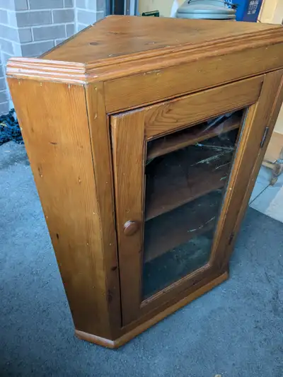 Antique Pine Corner Cabinet, View more