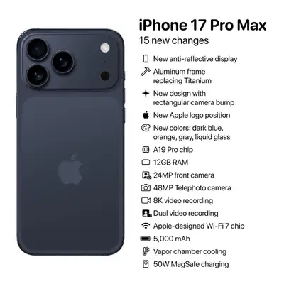 Iphone 17 pro max 256g Deep Blue, View more