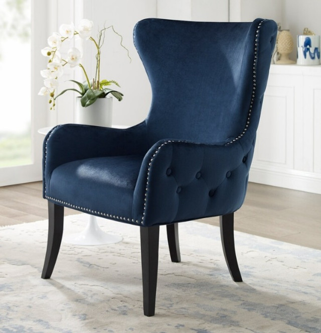 Linon Home Décor Products Quinn Blue Round Back Chair in Chairs & Recliners in City of Toronto - Image 2