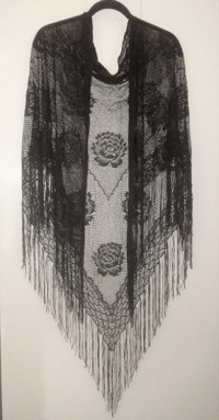 Tristan Black Lace Shawl Wrap