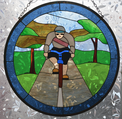 Custom Leaded / Stained Glass By Glasscraft, Cyclist Image, View more