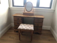 Antique pine dresser, stool, and mirror (together or separately)