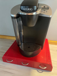 Keurig Coffee Maker + storage & pods 