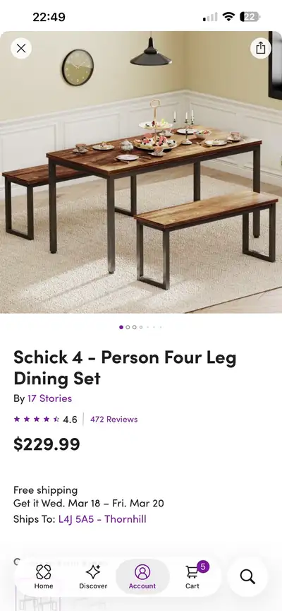 Schick 4 - Person Four LegDining Set, View more