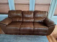 Brown leather couch 3 recliners