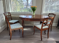 French Provincial Dining Table + 3 Leaves Solid Wood