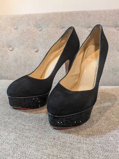 Charlotte Olympia pumps black suede high heels EU 40 US 9.5, View more